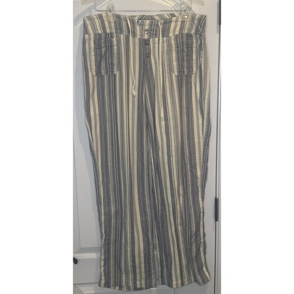 Sundance Women’s Gigi Pants Blue Striped Cotton Gauze Drawstring Beach Sz M - Picture 1 of 11